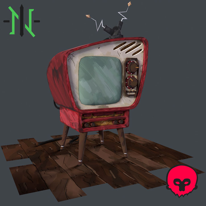 Modelo 3D de un televisor antiguo con texturas "hand painted"