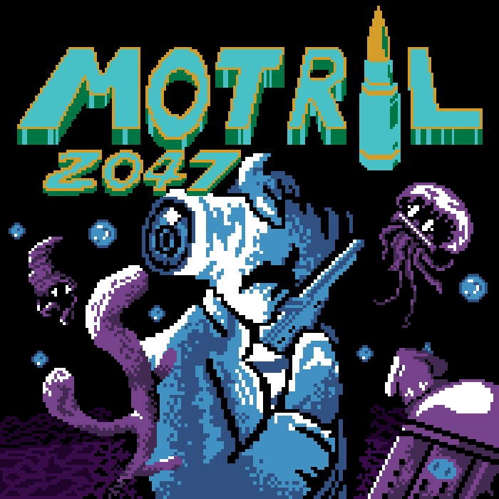 Carátula de uno de los videojuegos que ha desarrollado Nico, Motril 2047, un pilla pilla de la NES