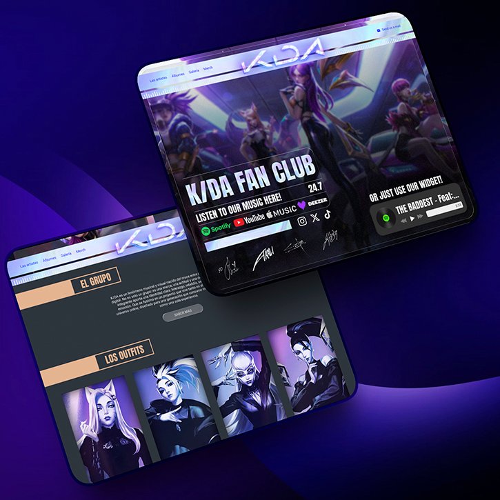 Mockup de K/DA Fan Club uno de los proyectos UI/UX de Nico, una aplicación de streaming anime
