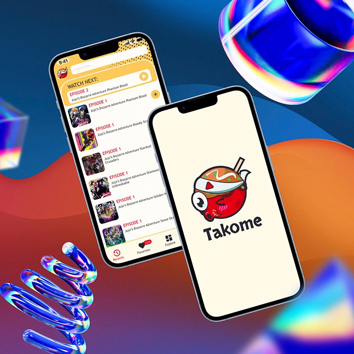 Mockup de Takome, uno de los proyectos UI/UX de Nico, una aplicación de streaming anime